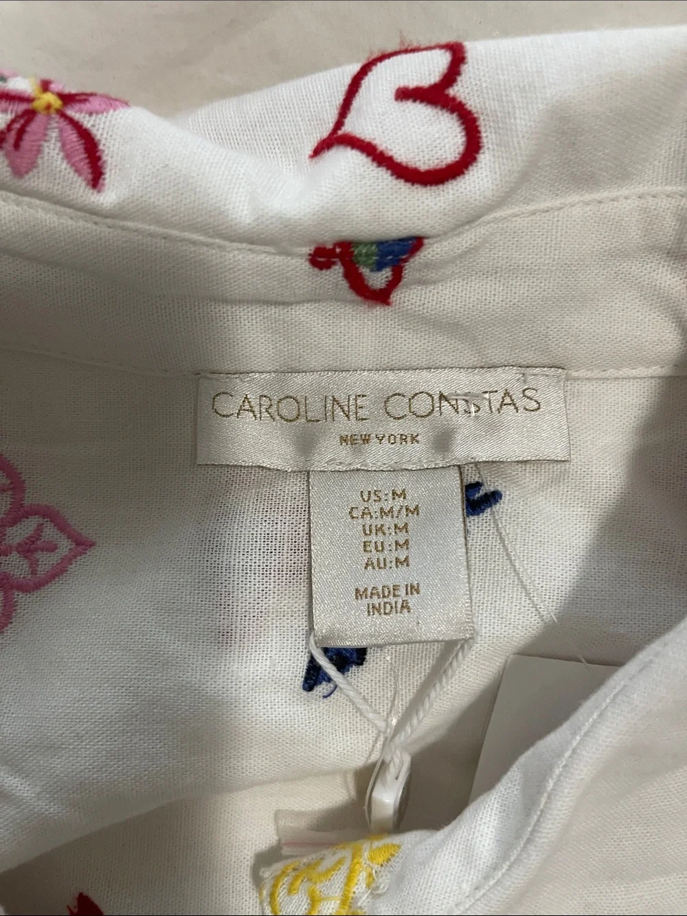 Carter's White Short-Sleeve Button Shirt with Multi-Color Embroidery